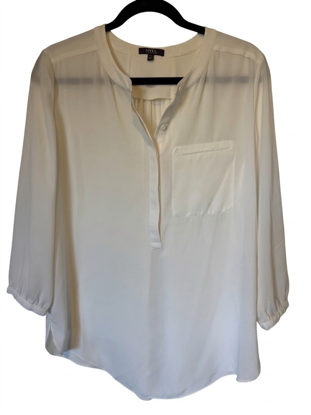 NYDJ Cream Split V-Neck Popover Blouse